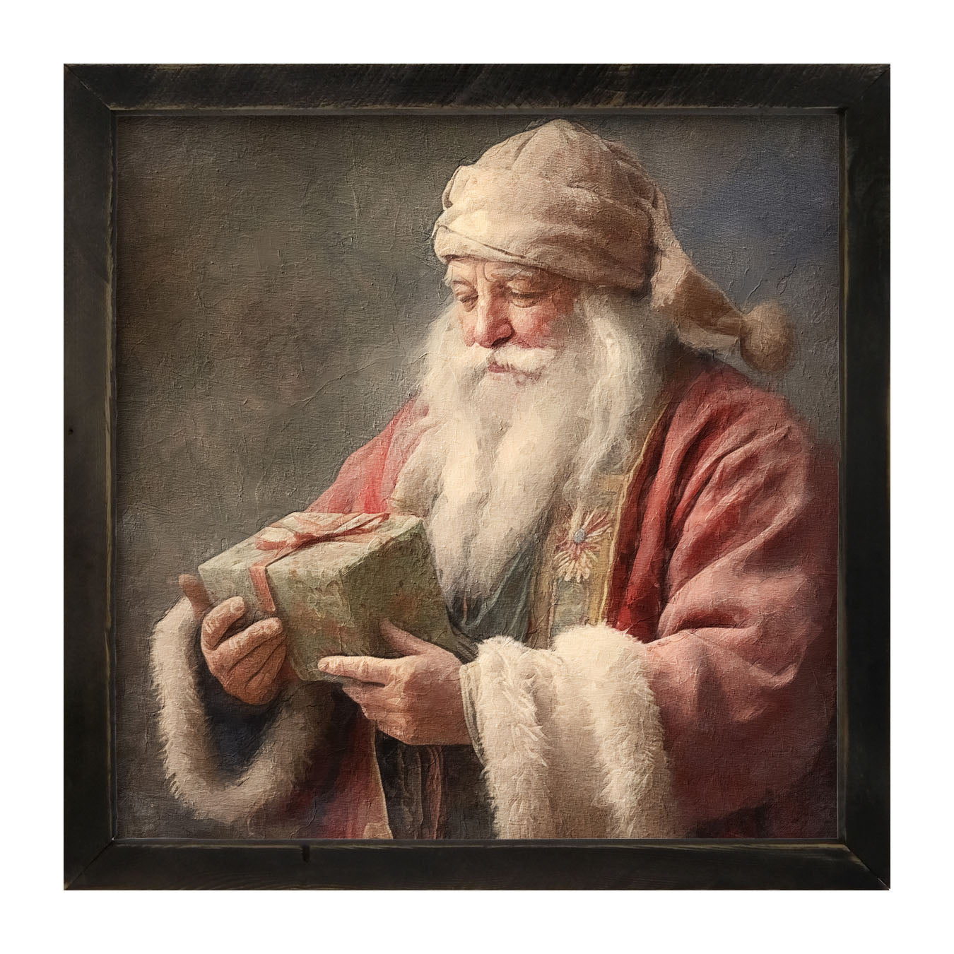 Old world Santa with present - Framed art