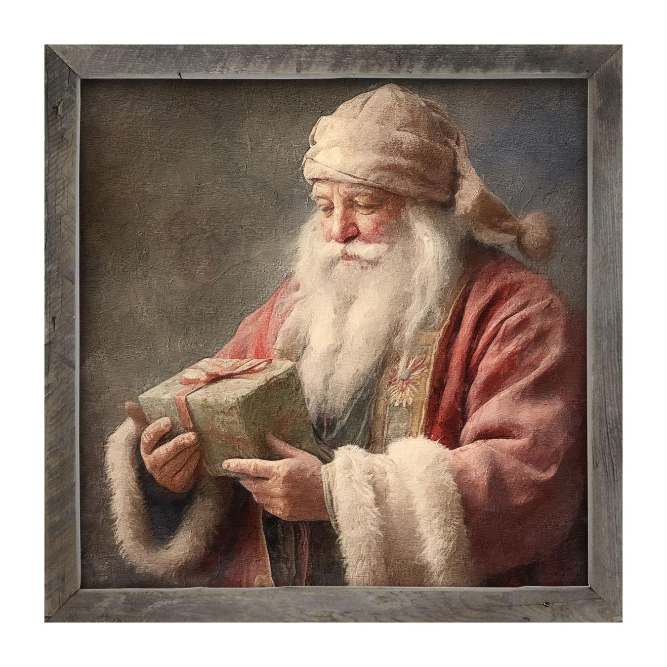 Old world Santa with present - Framed art