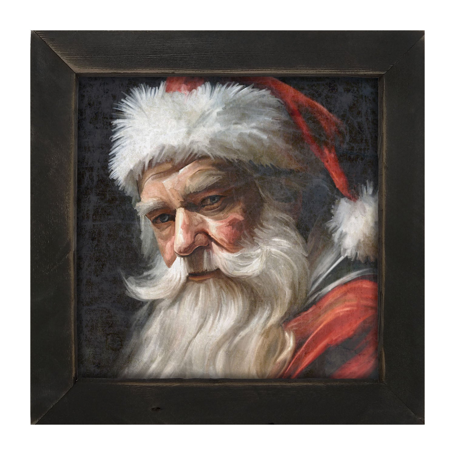 Santa with Black Background - Framed Art