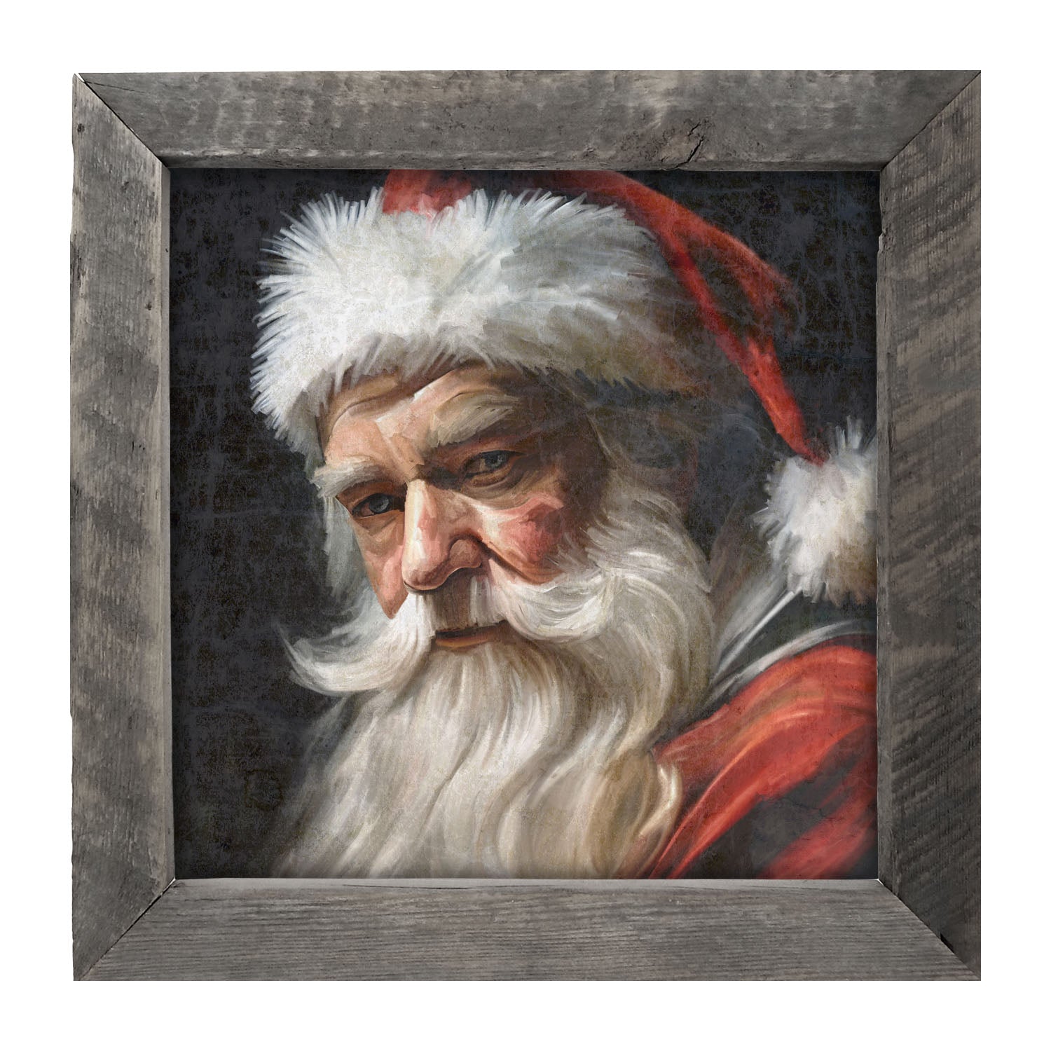 Santa with Black Background - Framed Art