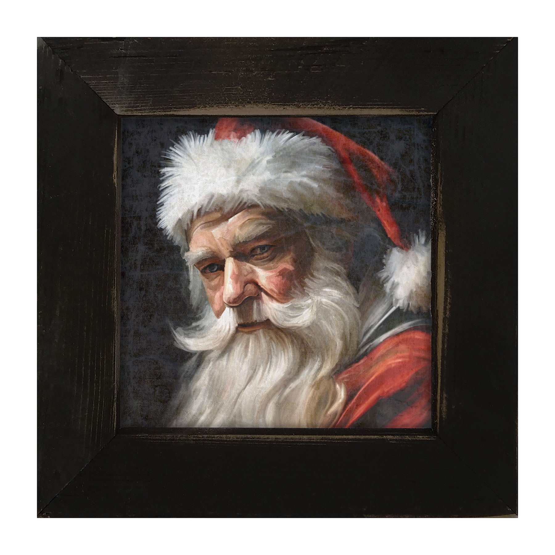 Santa with Black Background - Framed Art
