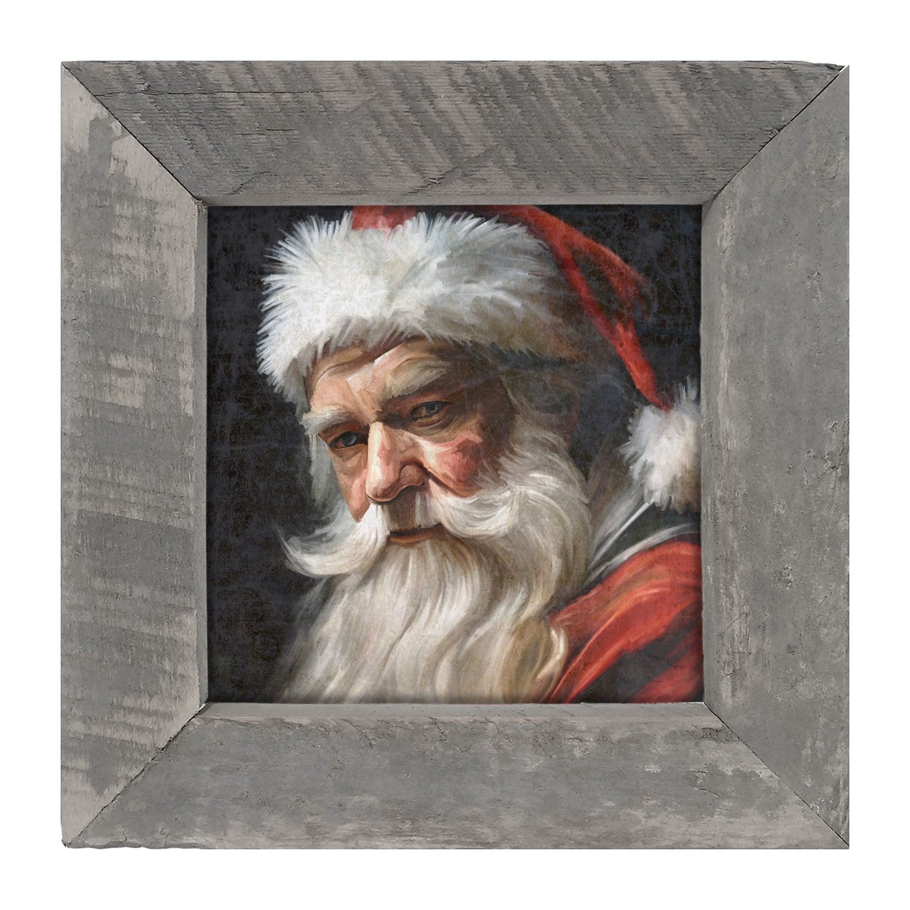 Santa with Black Background - Framed Art
