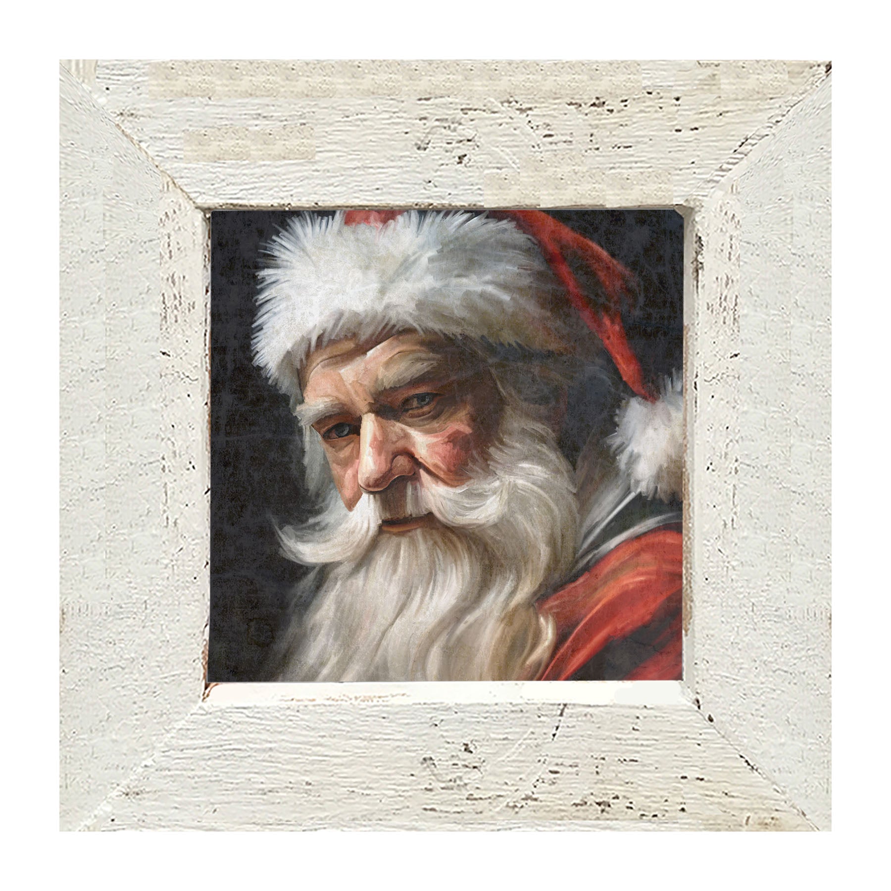 Santa with Black Background - Framed Art