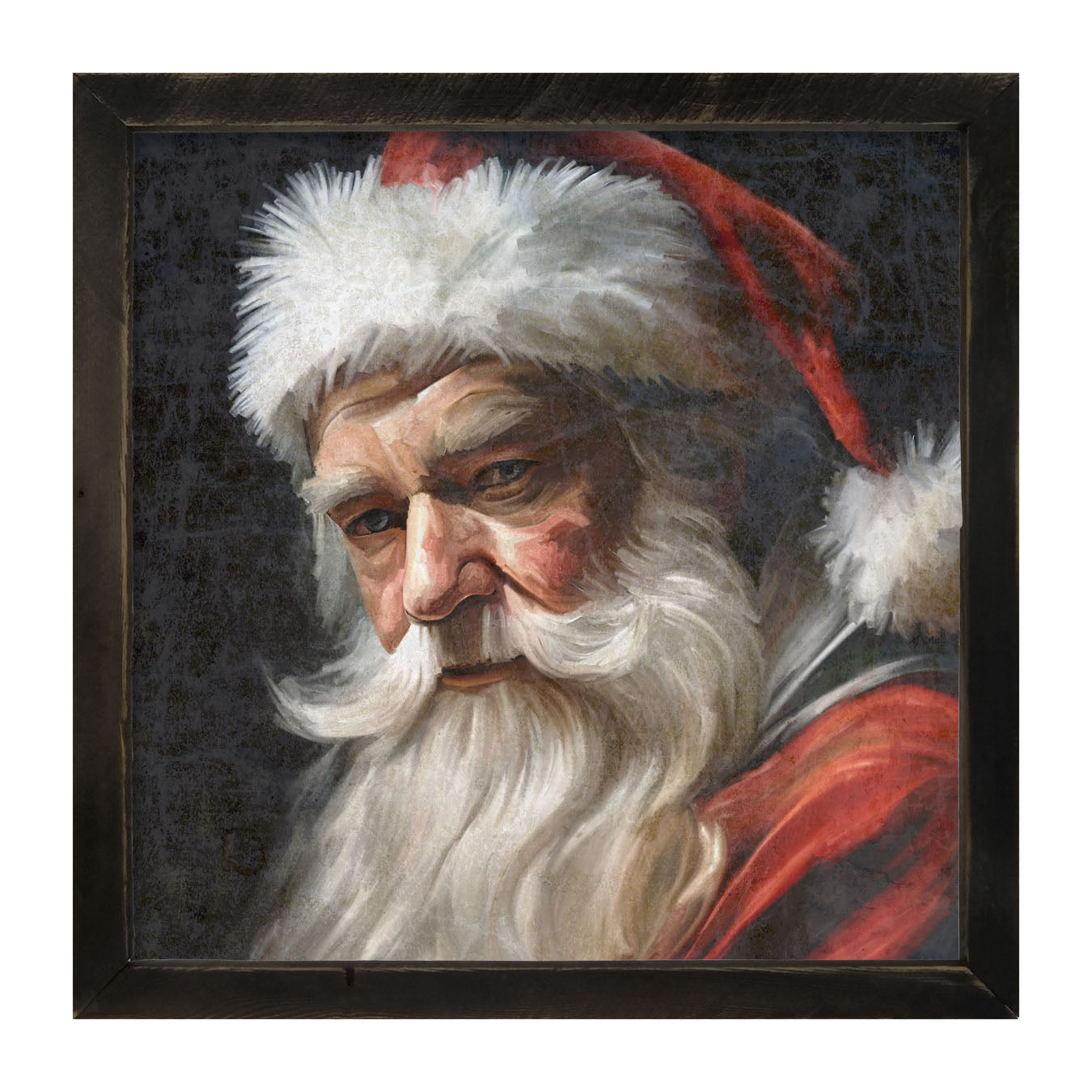 Santa with Black Background - Framed Art