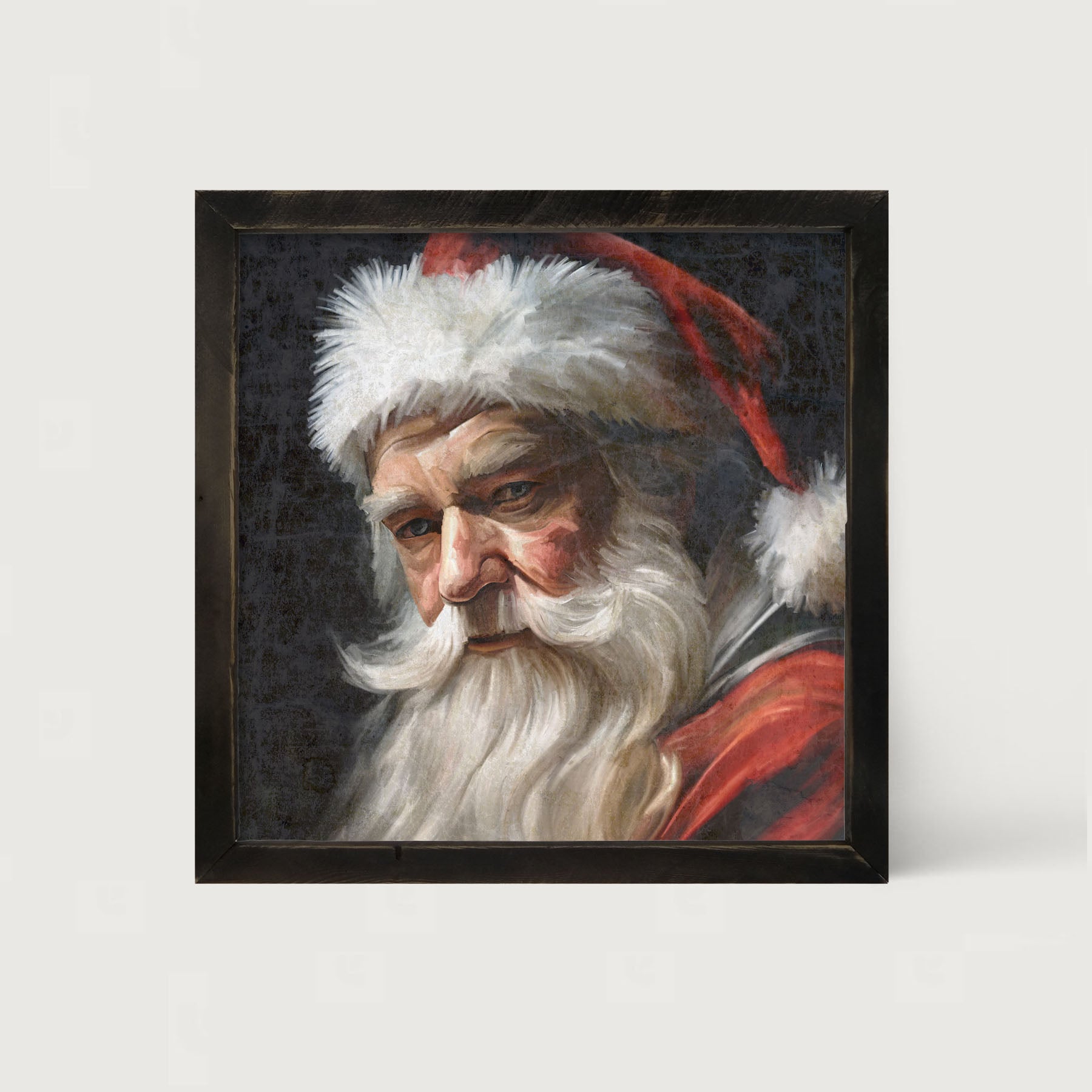 Santa with Black Background - Framed Art