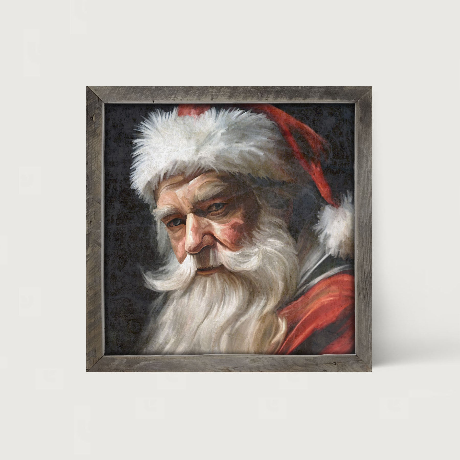 Santa with Black Background - Framed Art