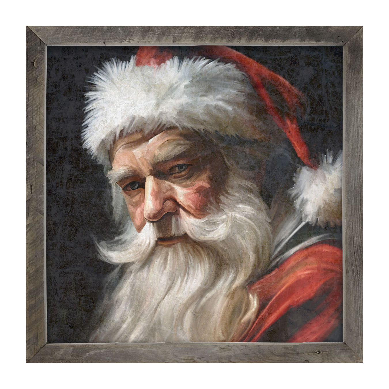 Santa with Black Background - Framed Art