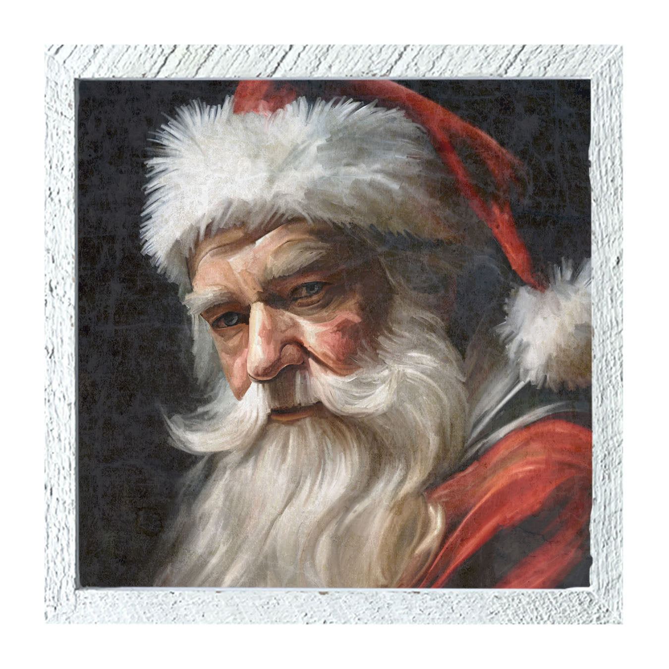Santa with Black Background - Framed Art