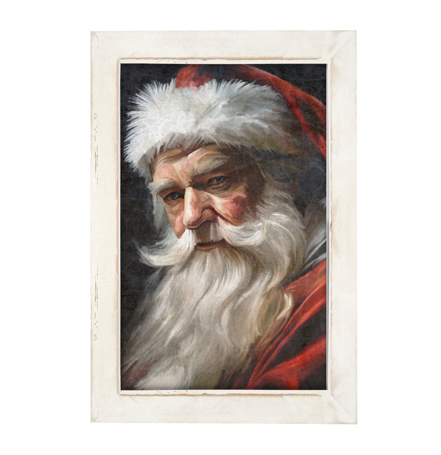 Santa with Black Background - Framed Art