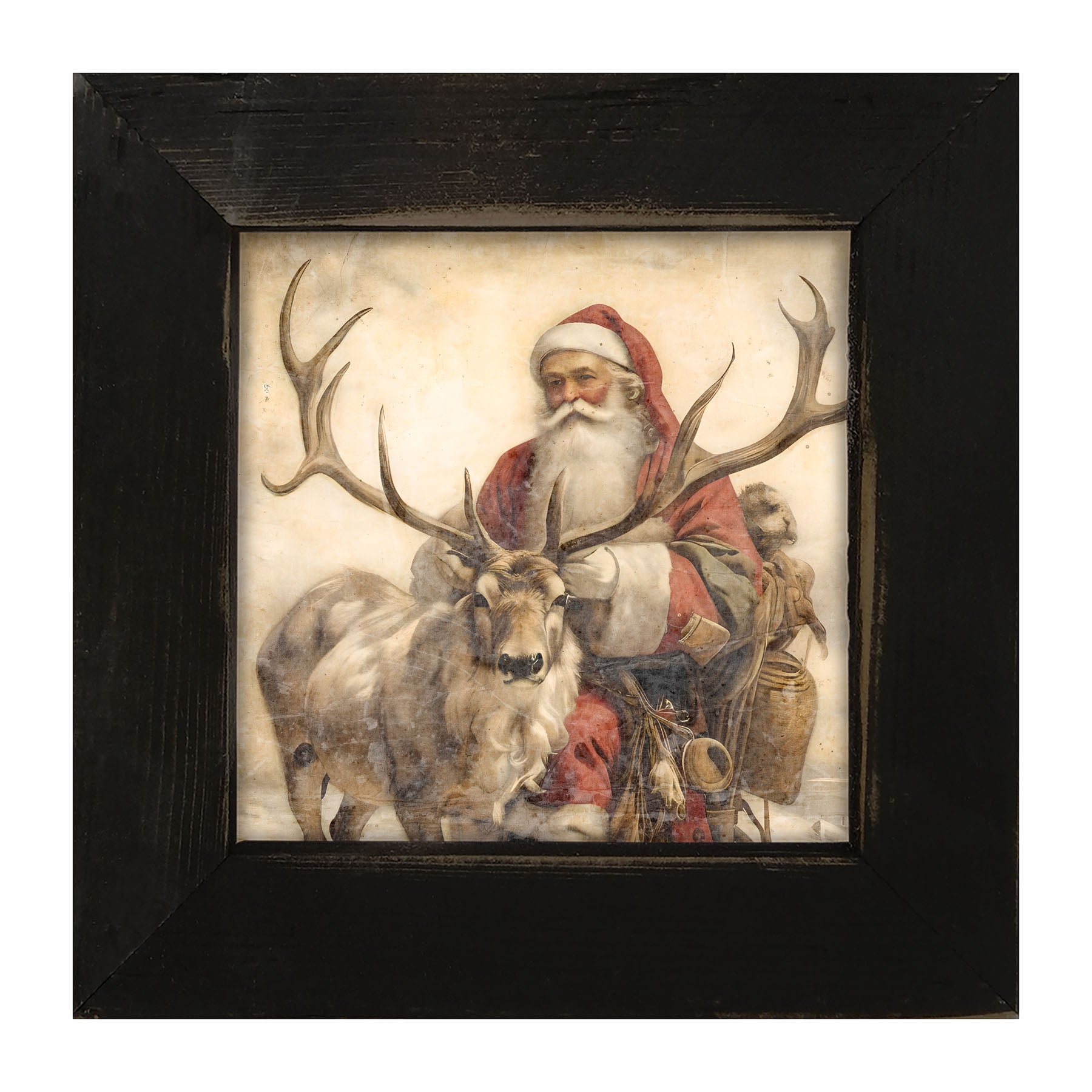 Reindeer with Santa 1 - Framed art