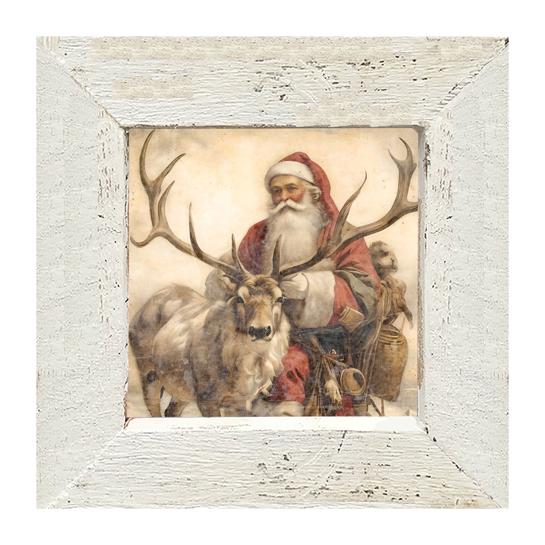 Reindeer with Santa 1 - Framed art