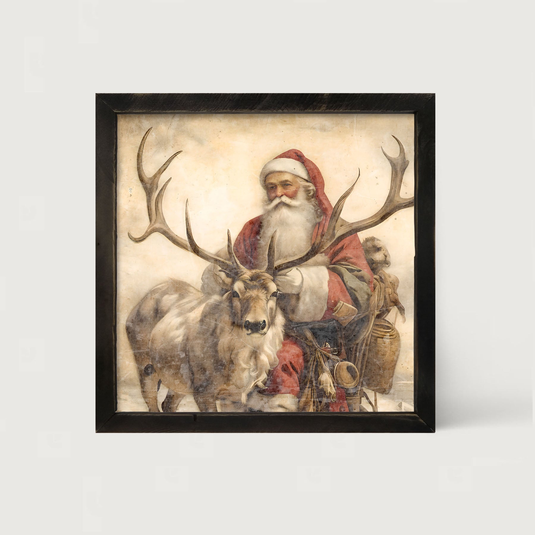 Reindeer with Santa 1 - Framed art
