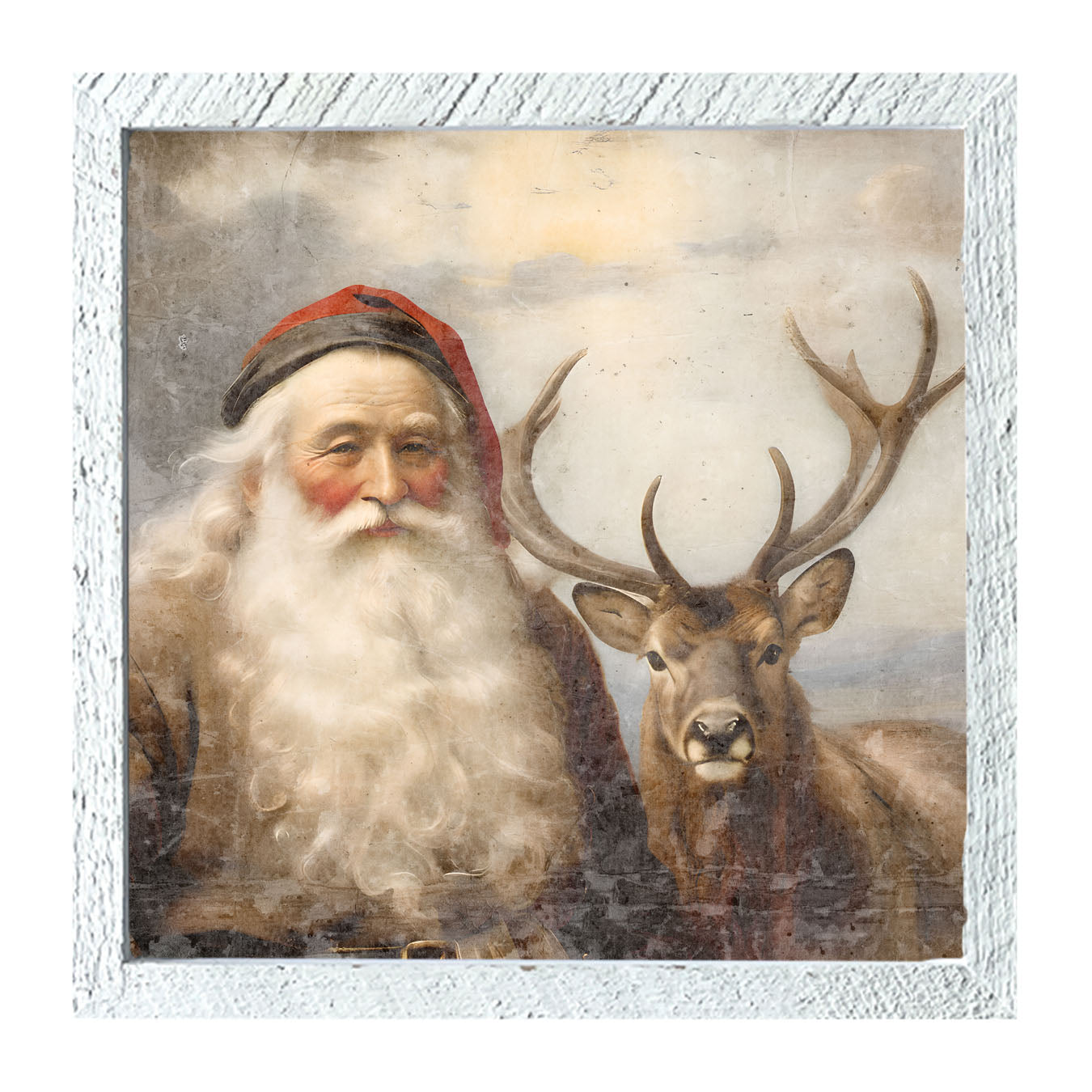 Reindeer with Santa 2 - Framed art