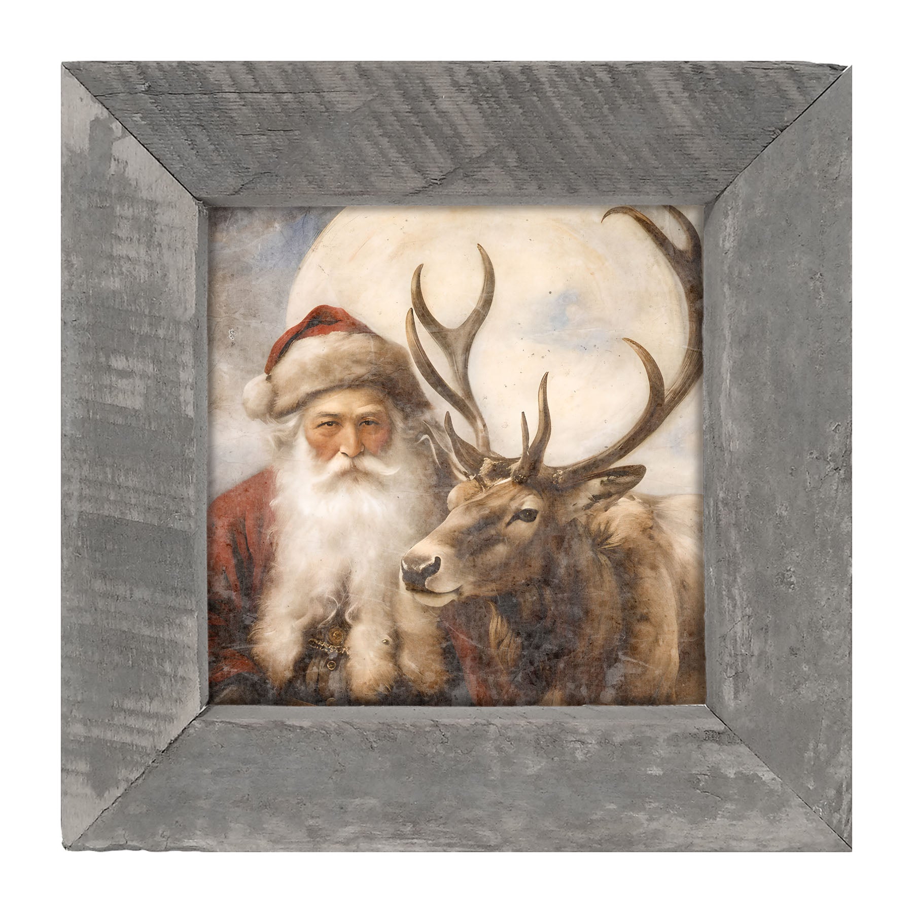 Reindeer with Santa 4 - Framed art