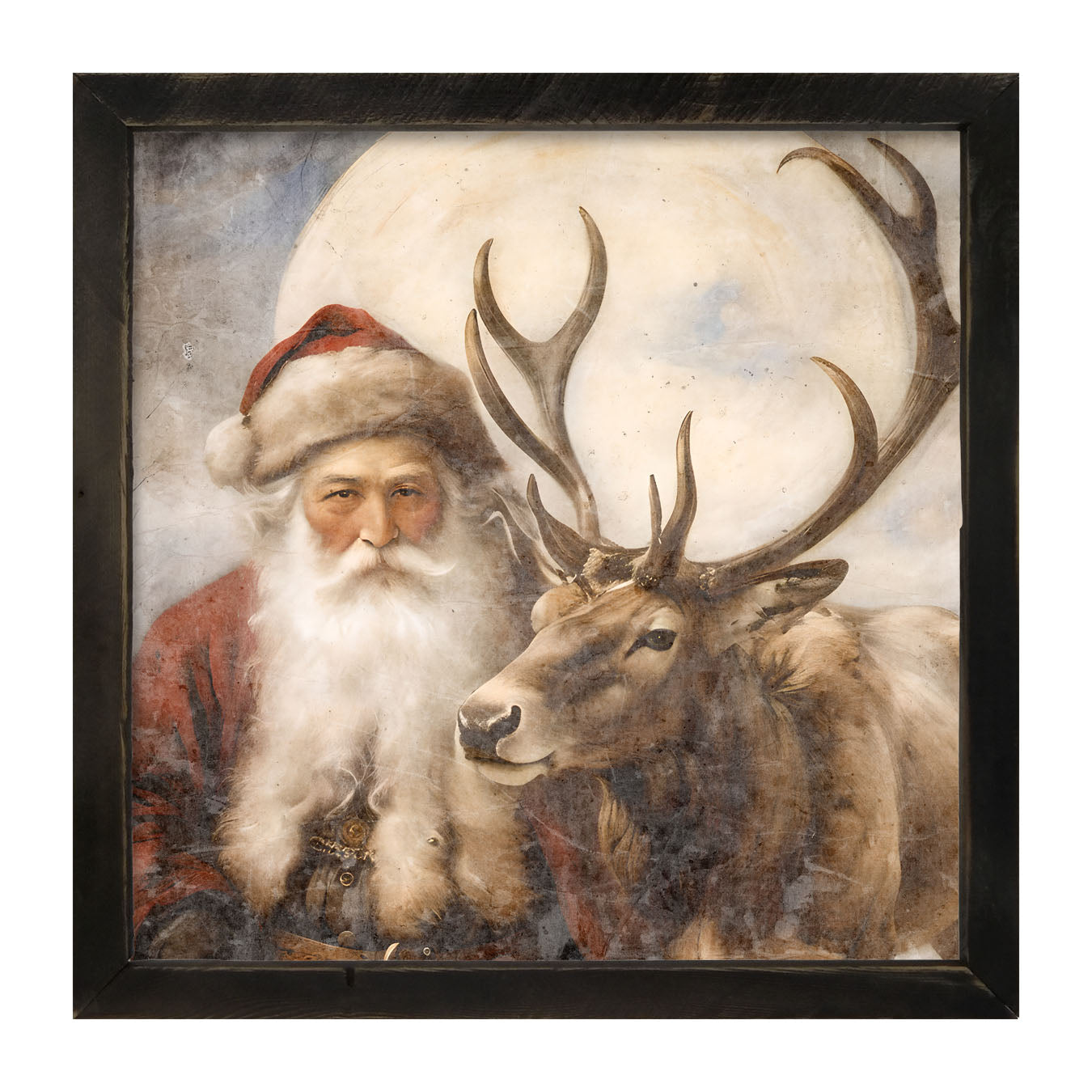 Reindeer with Santa 4 - Framed art