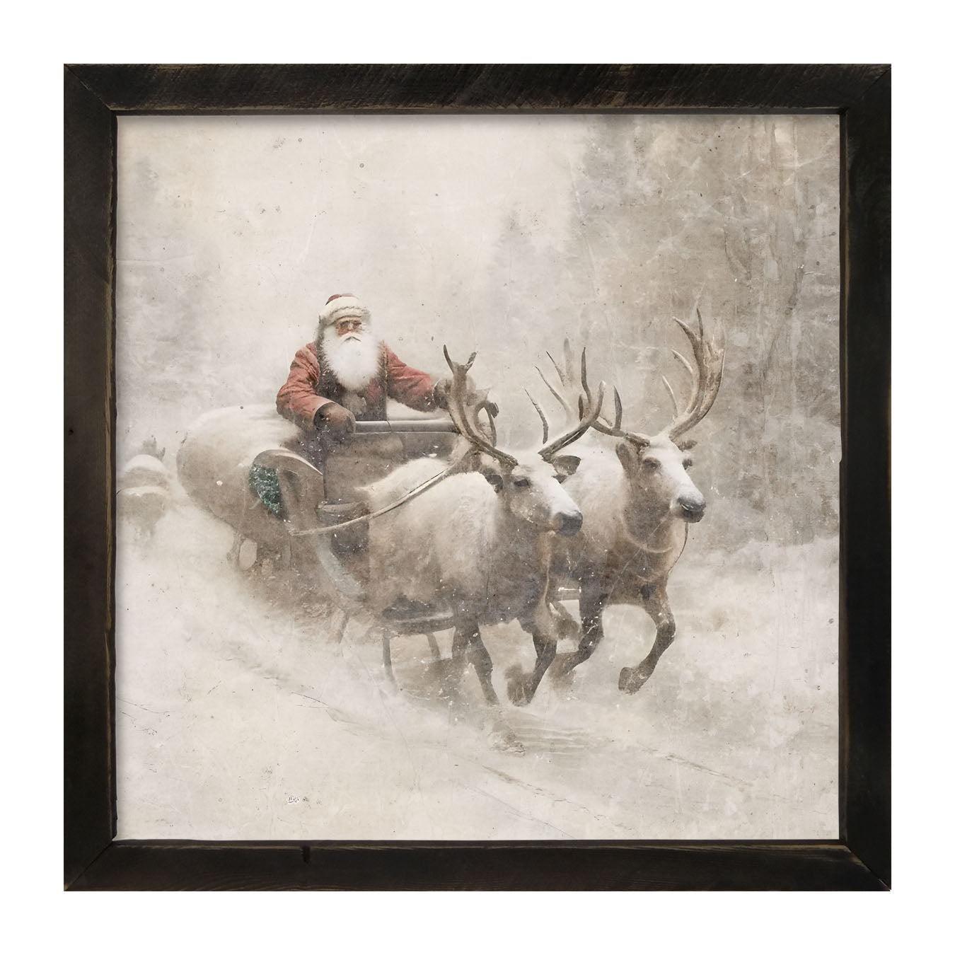 Sleigh ride Santa - Framed art