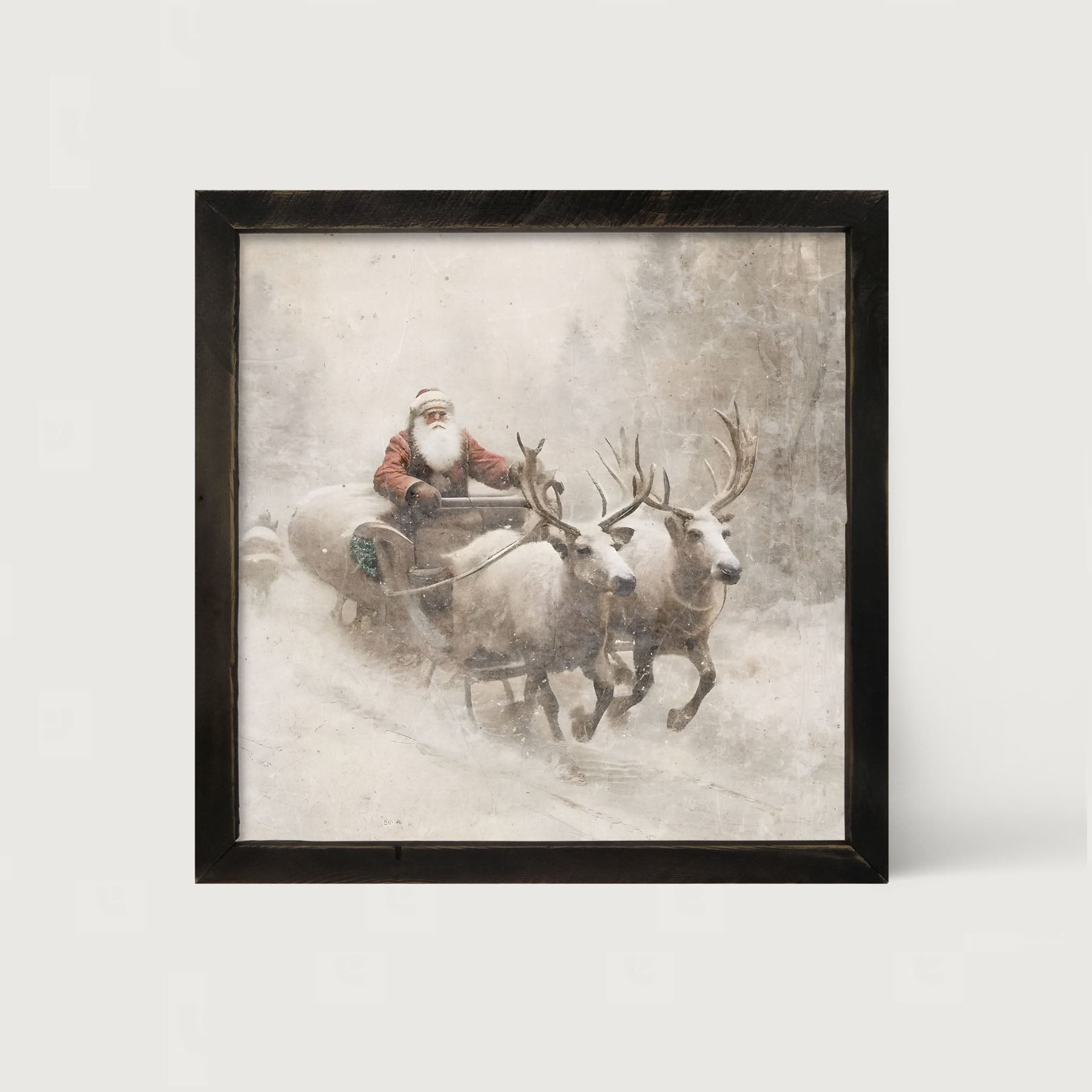 Sleigh ride Santa - Framed art