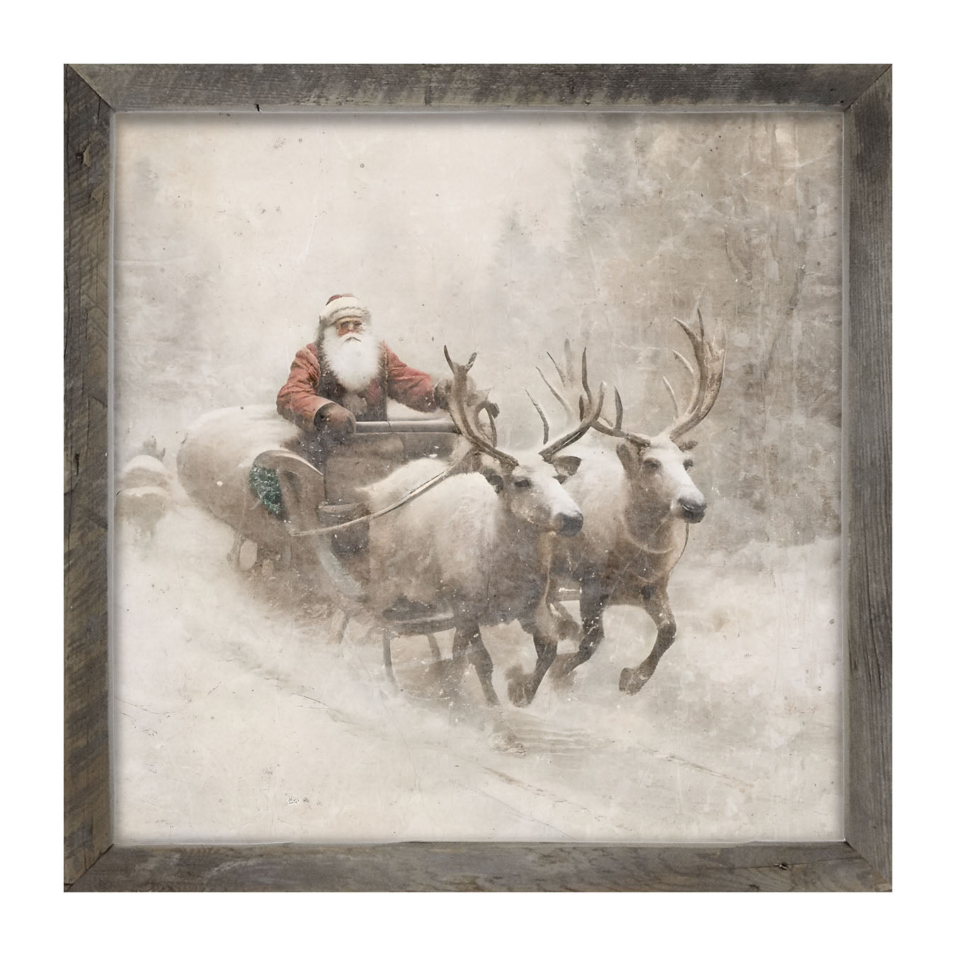 Sleigh ride Santa - Framed art