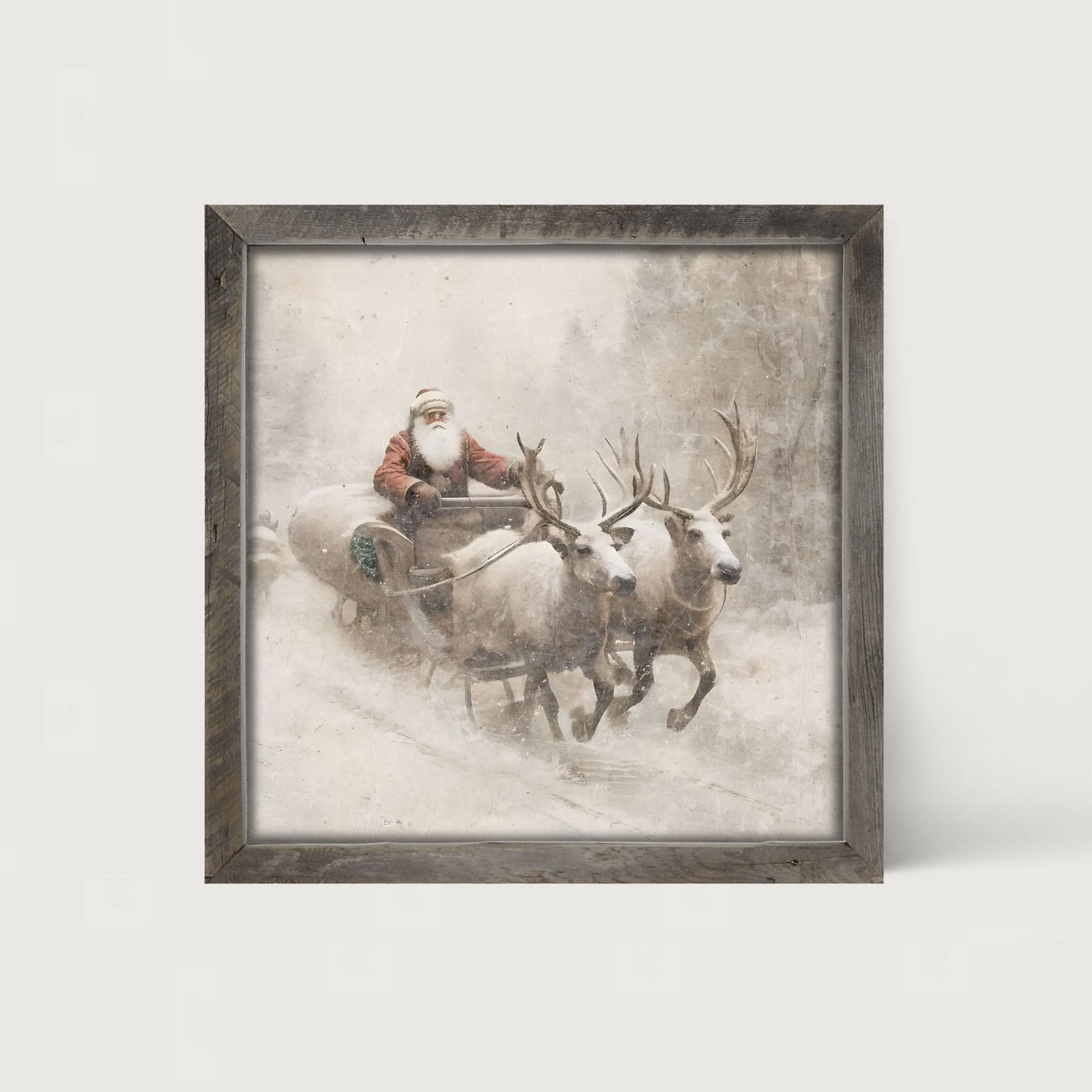 Sleigh ride Santa - Framed art