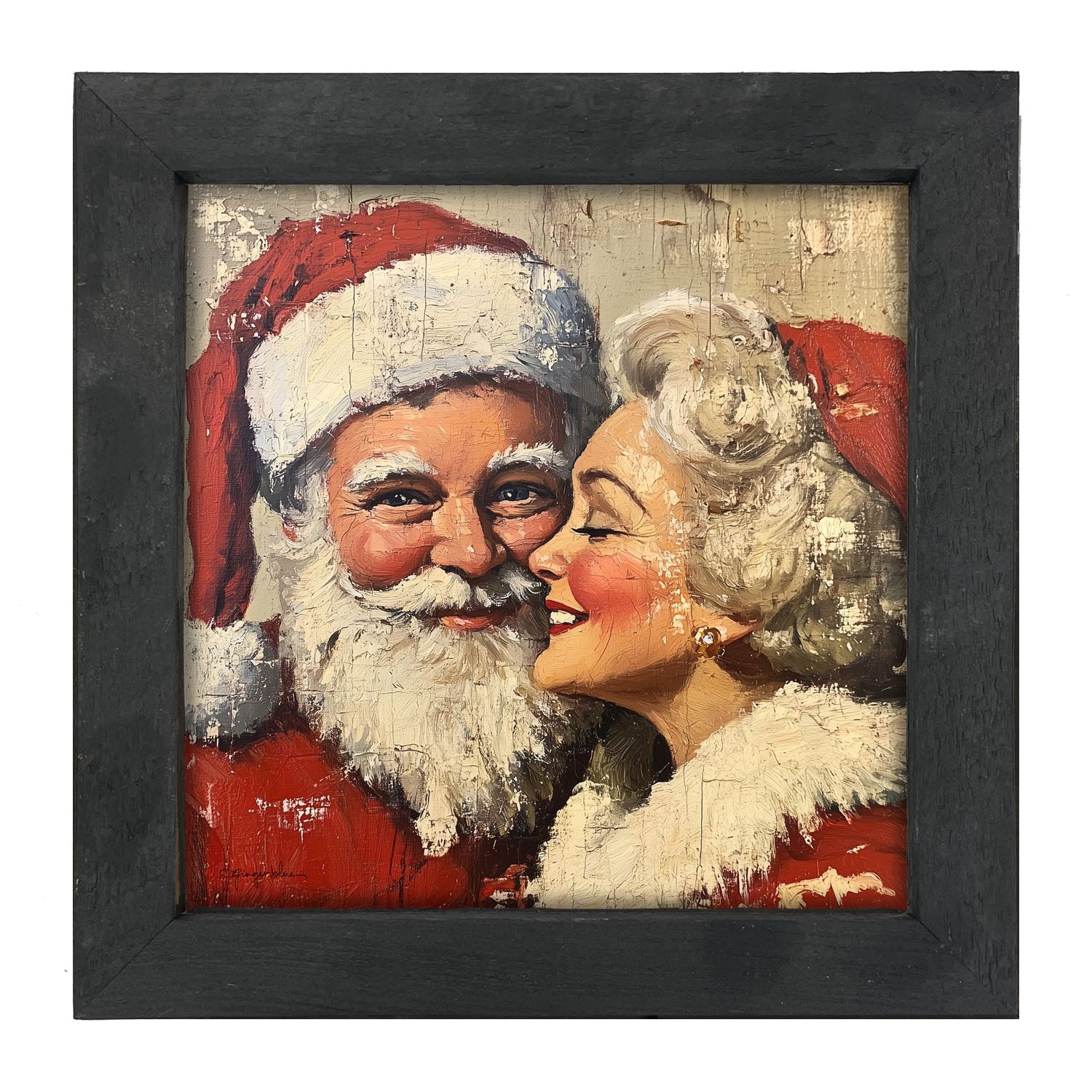 Mr. and Mrs. Claus looking Happy - Framed Art