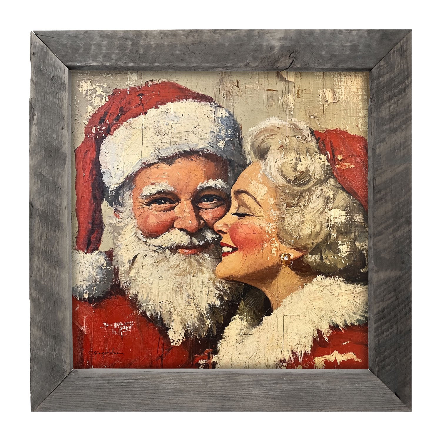 Mr. and Mrs. Claus looking Happy - Framed Art