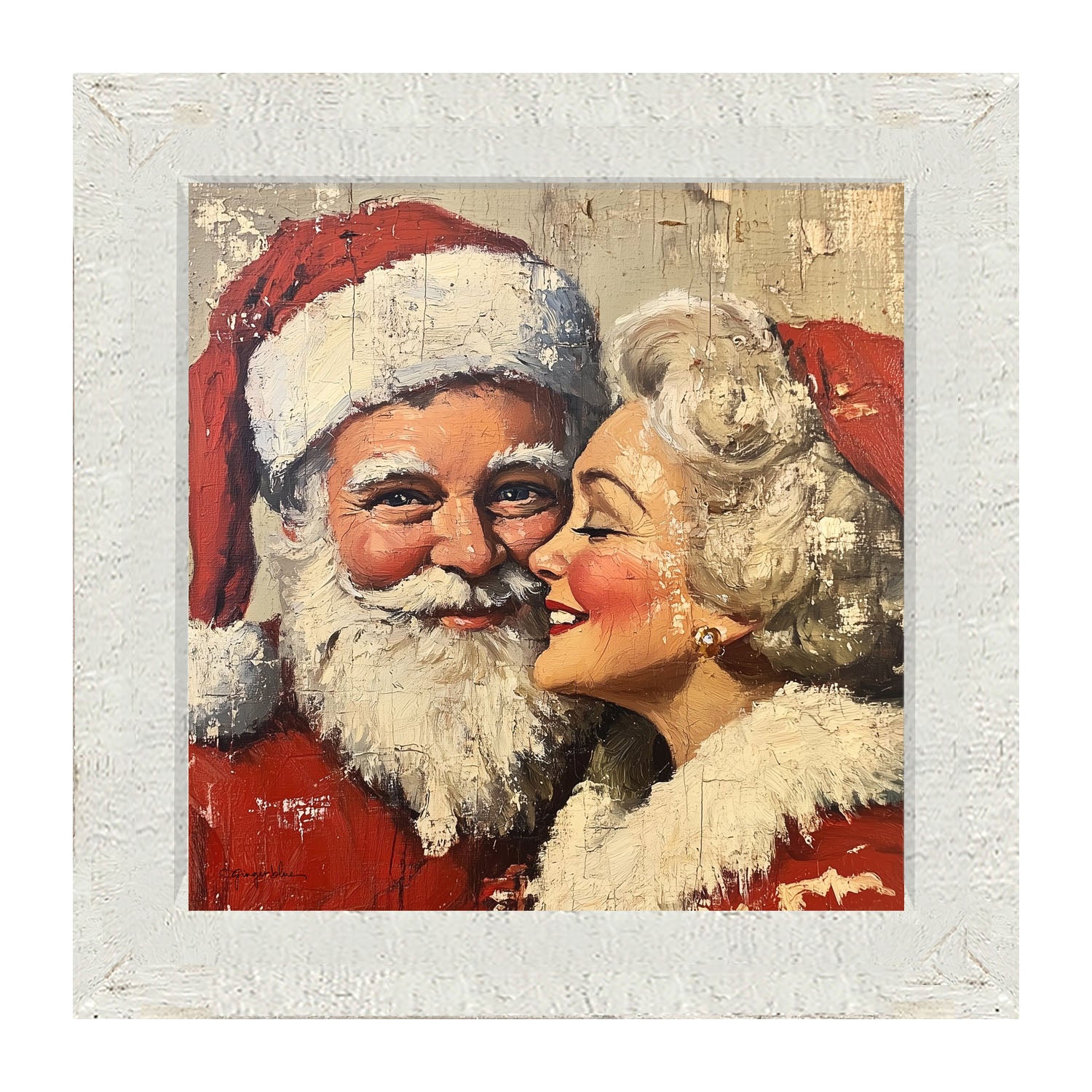 Mr. and Mrs. Claus looking Happy - Framed Art