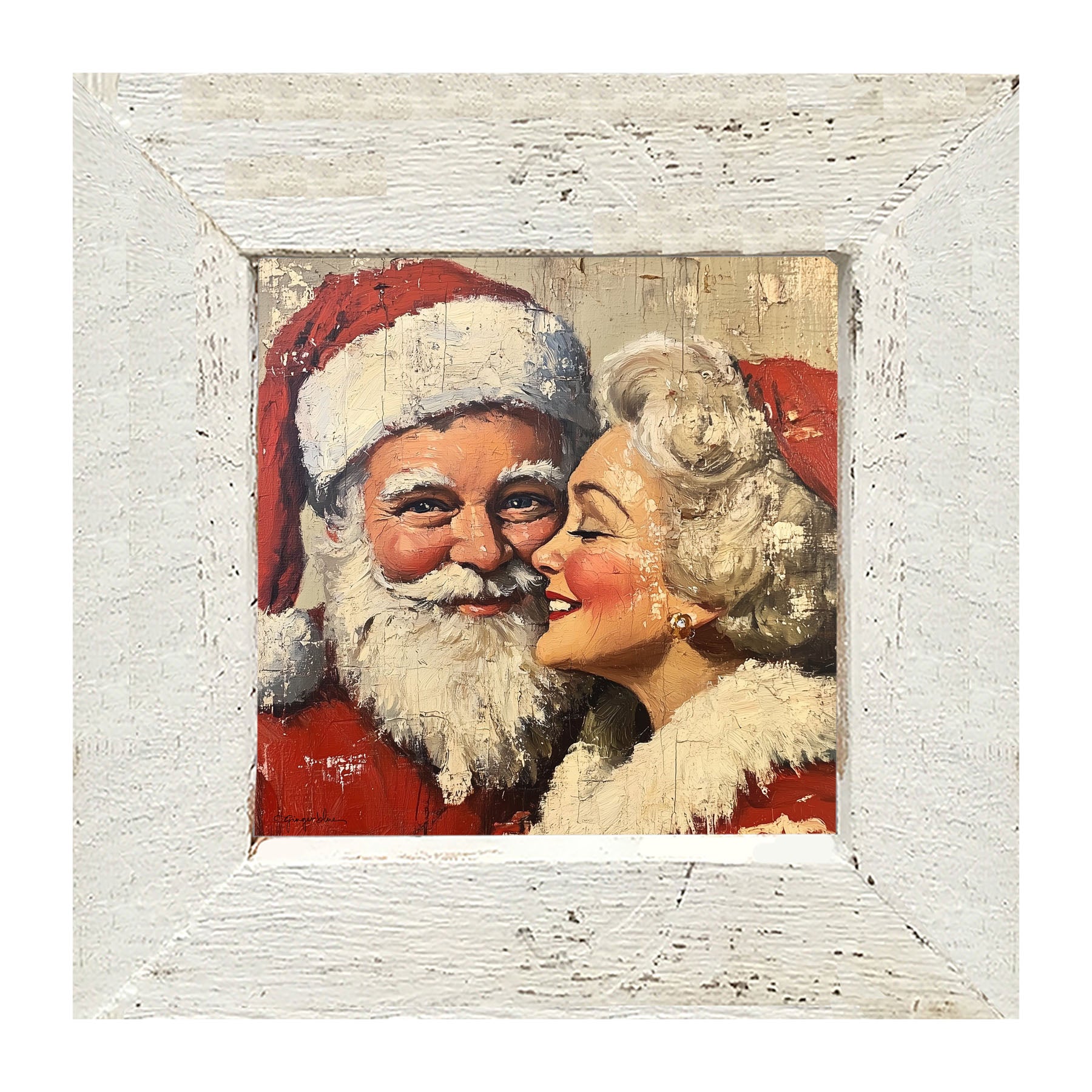Mr. and Mrs. Claus looking Happy - Framed Art