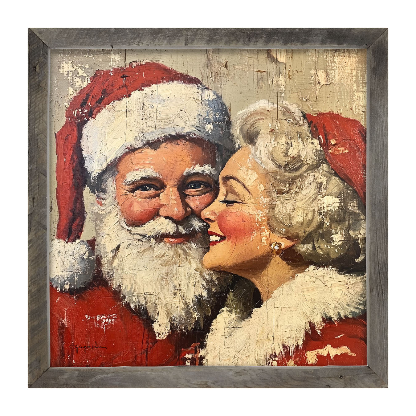 Mr. and Mrs. Claus looking Happy - Framed Art
