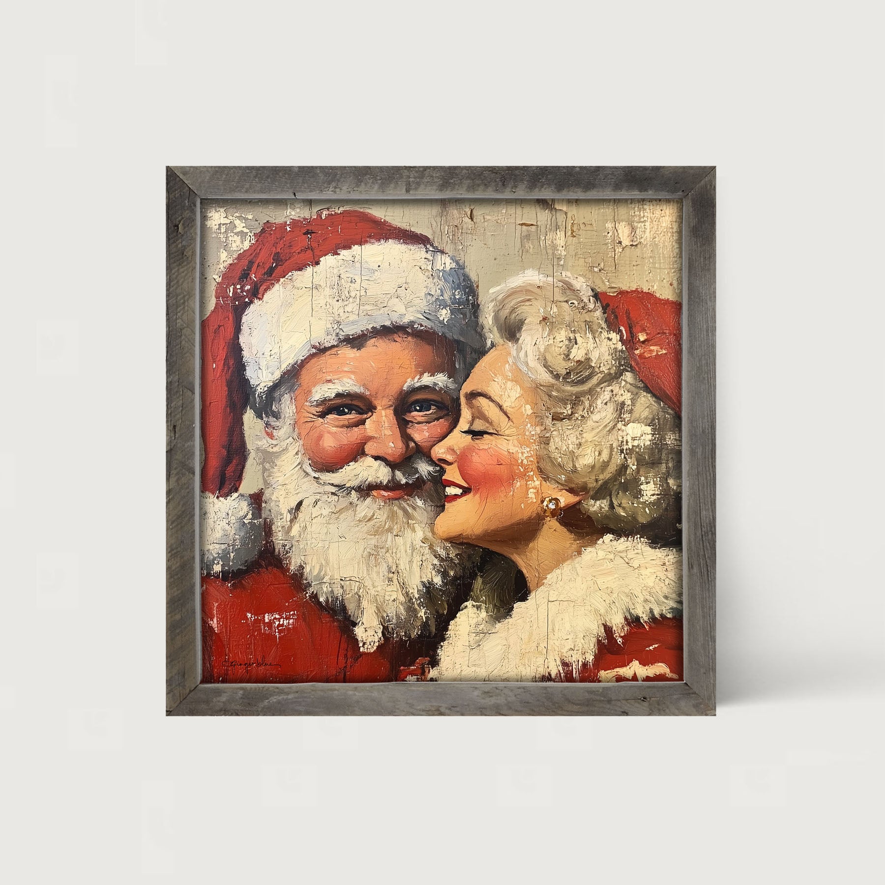 Mr. and Mrs. Claus looking Happy - Framed Art