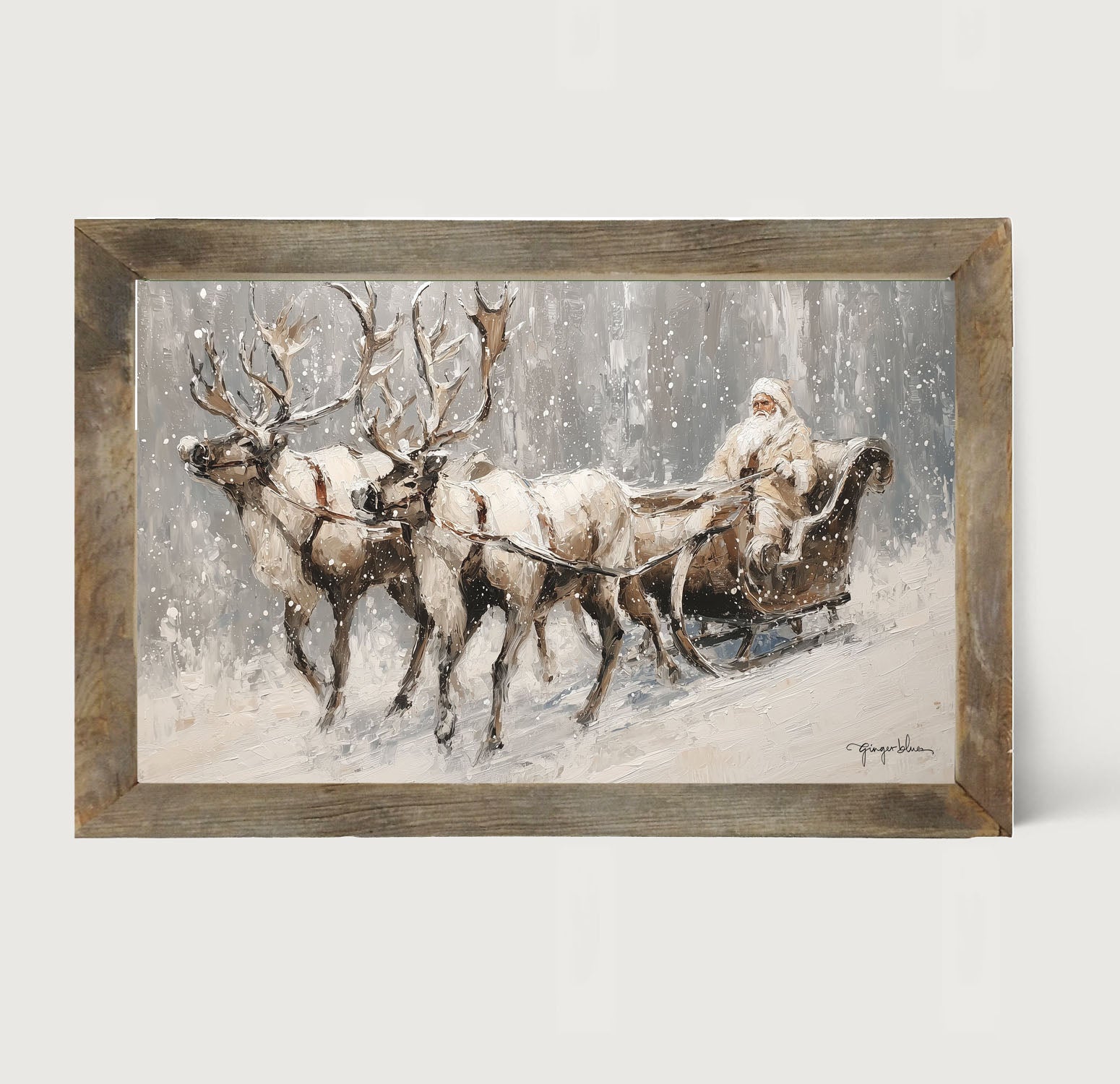 Sleigh Ride in Forest - Framed Art