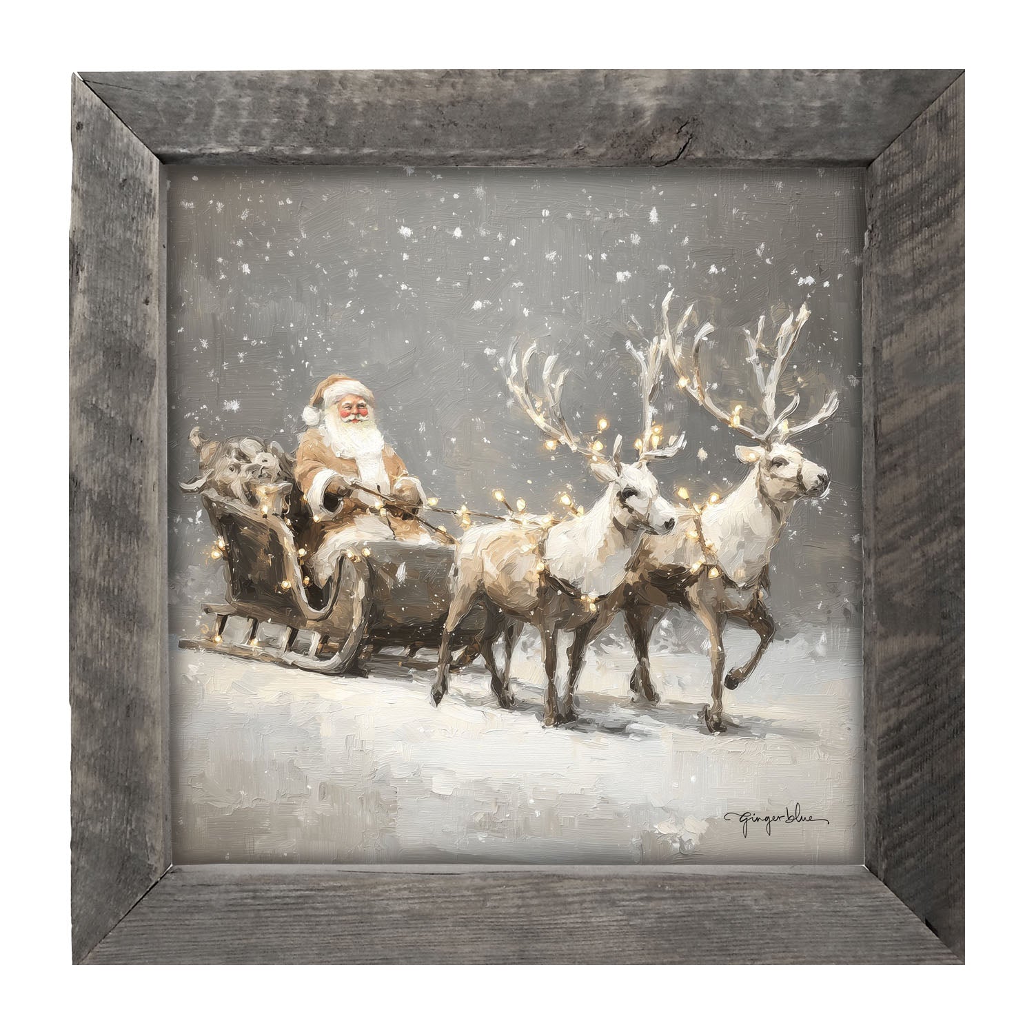 Christmas Lights on Sleigh - Framed Art