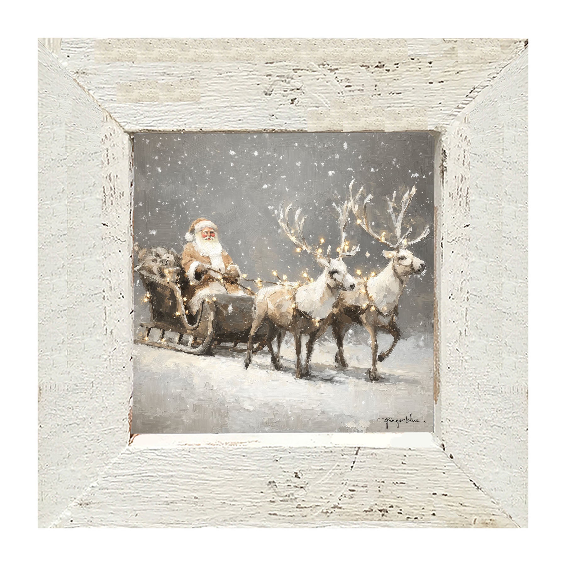 Christmas Lights on Sleigh - Framed Art