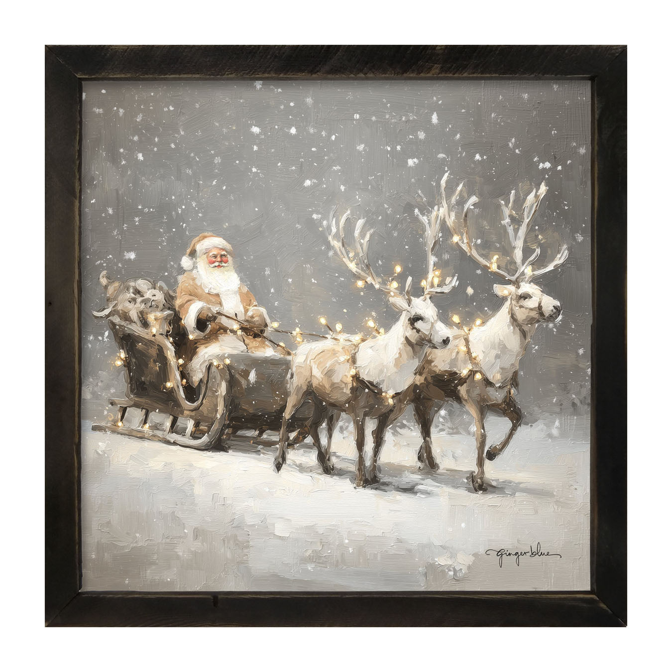 Christmas Lights on Sleigh - Framed Art