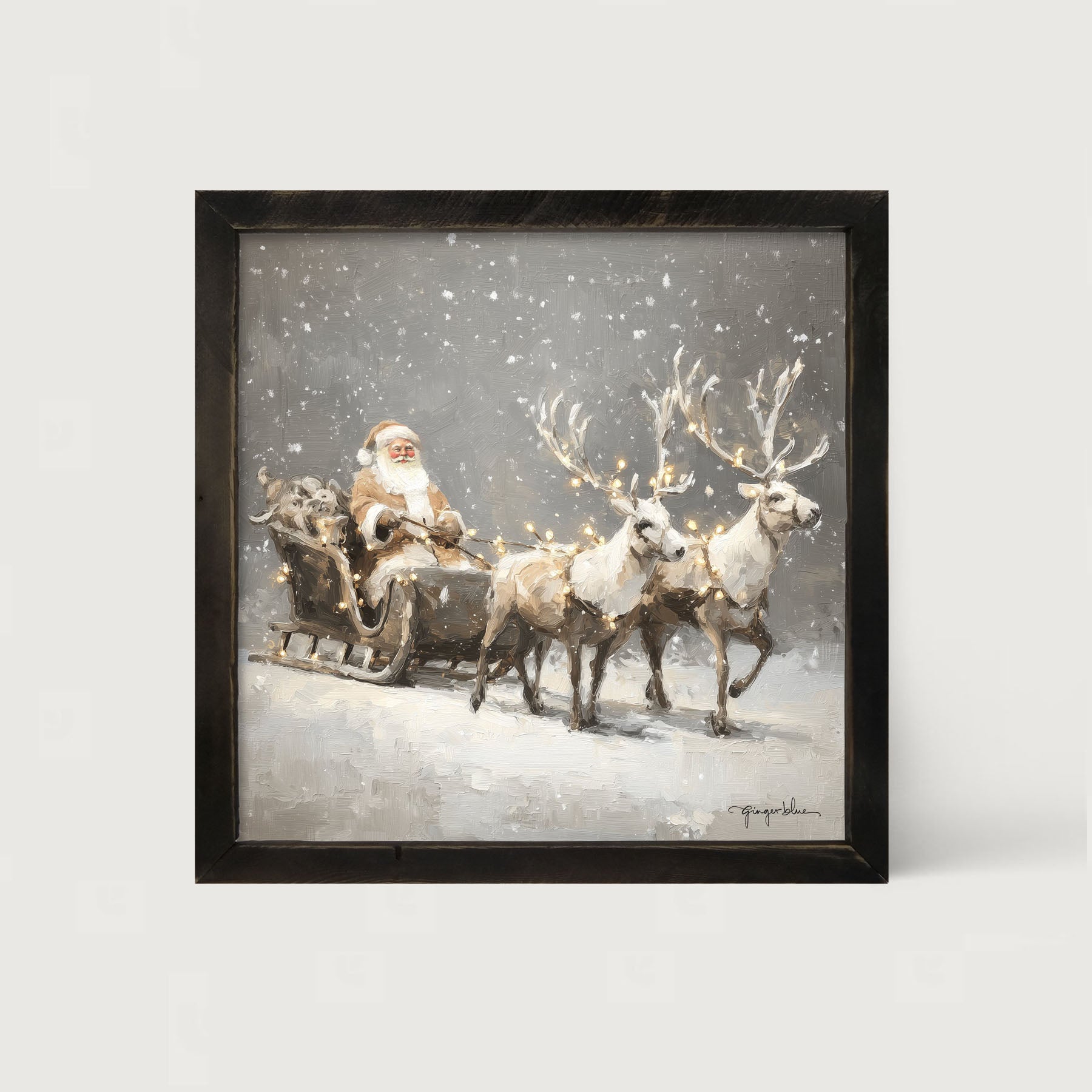 Christmas Lights on Sleigh - Framed Art