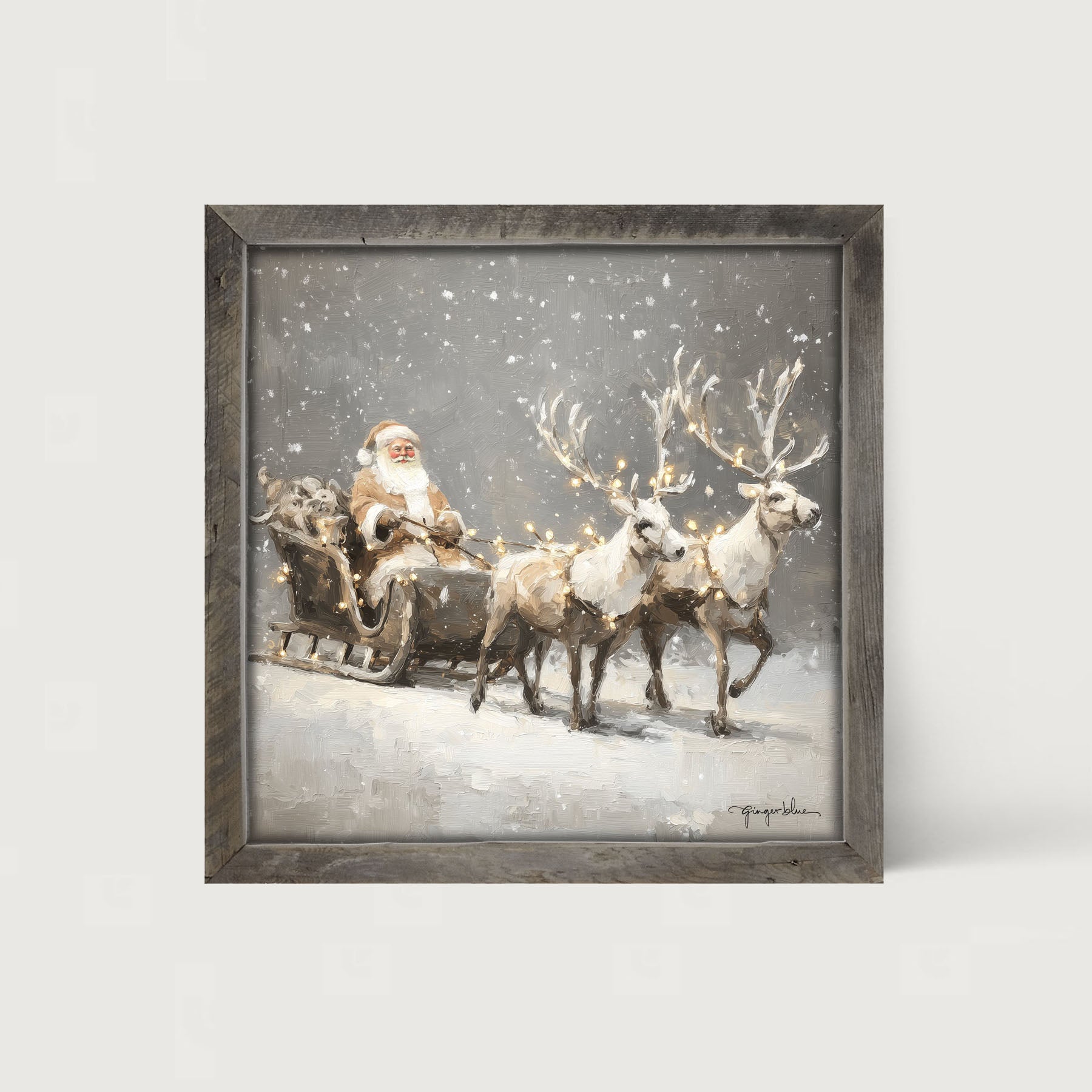 Christmas Lights on Sleigh - Framed Art