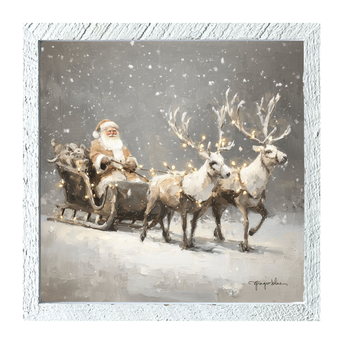 Christmas Lights on Sleigh - Framed Art