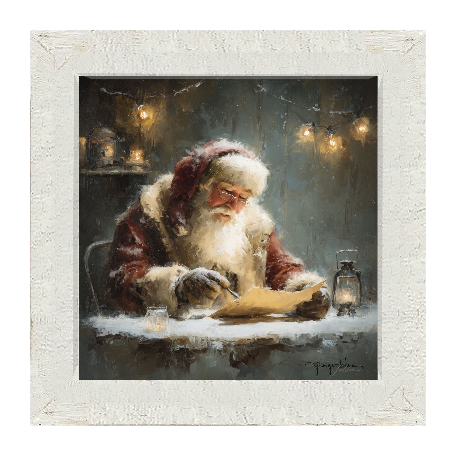 Santa Making his List - Framed Art