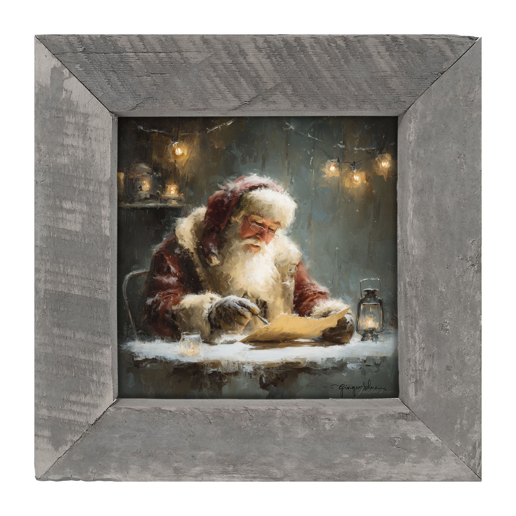 Santa Making his List - Framed Art