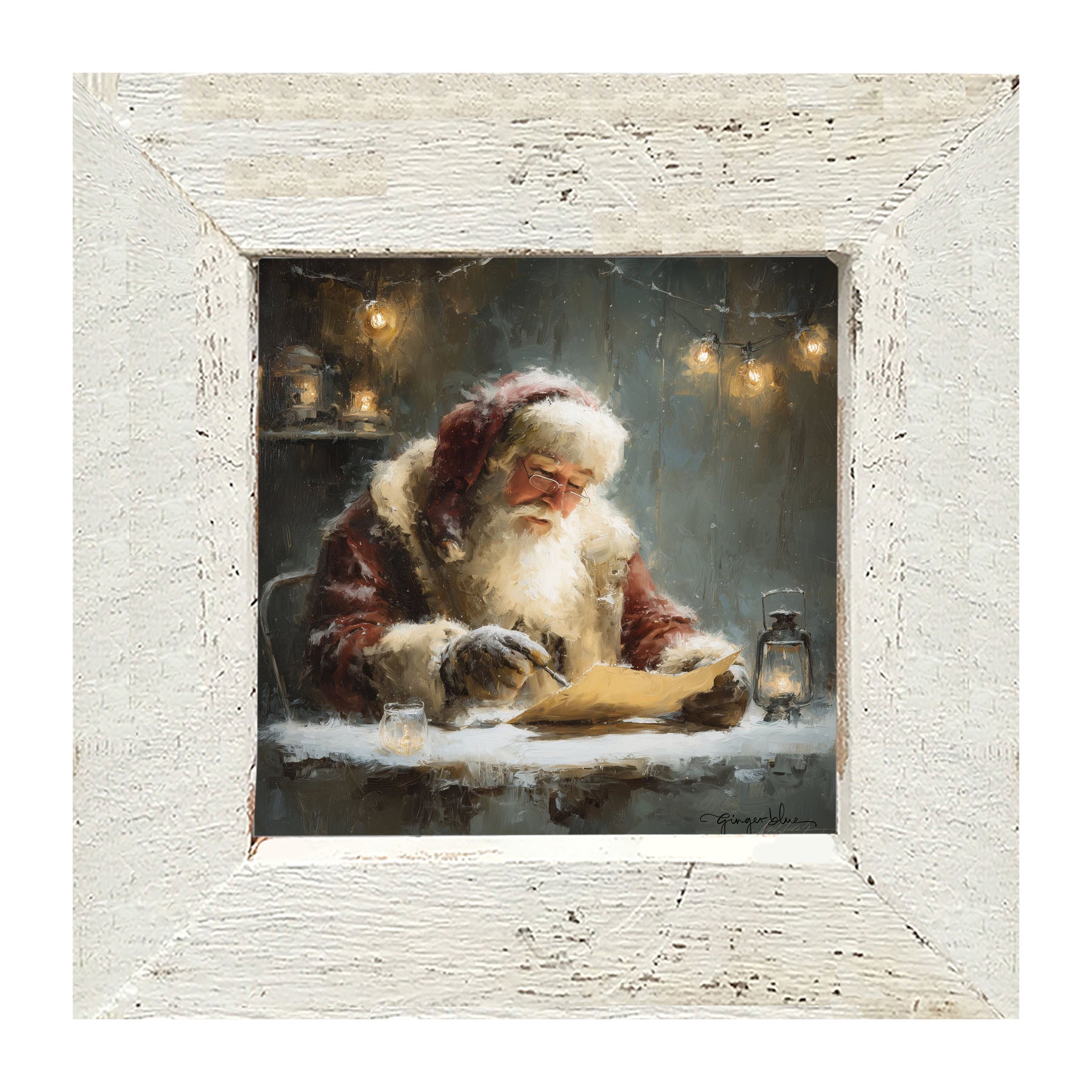 Santa Making his List - Framed Art