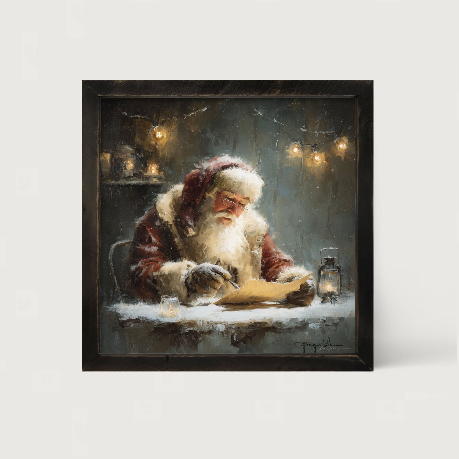 Santa Making his List - Framed Art