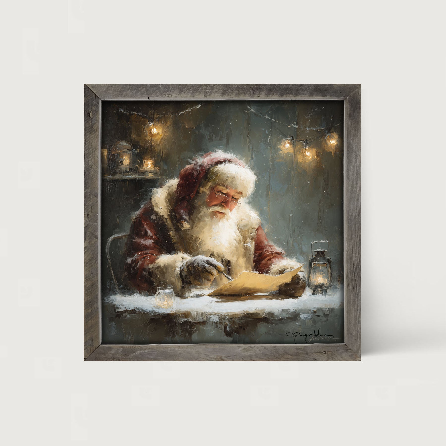 Santa Making his List - Framed Art