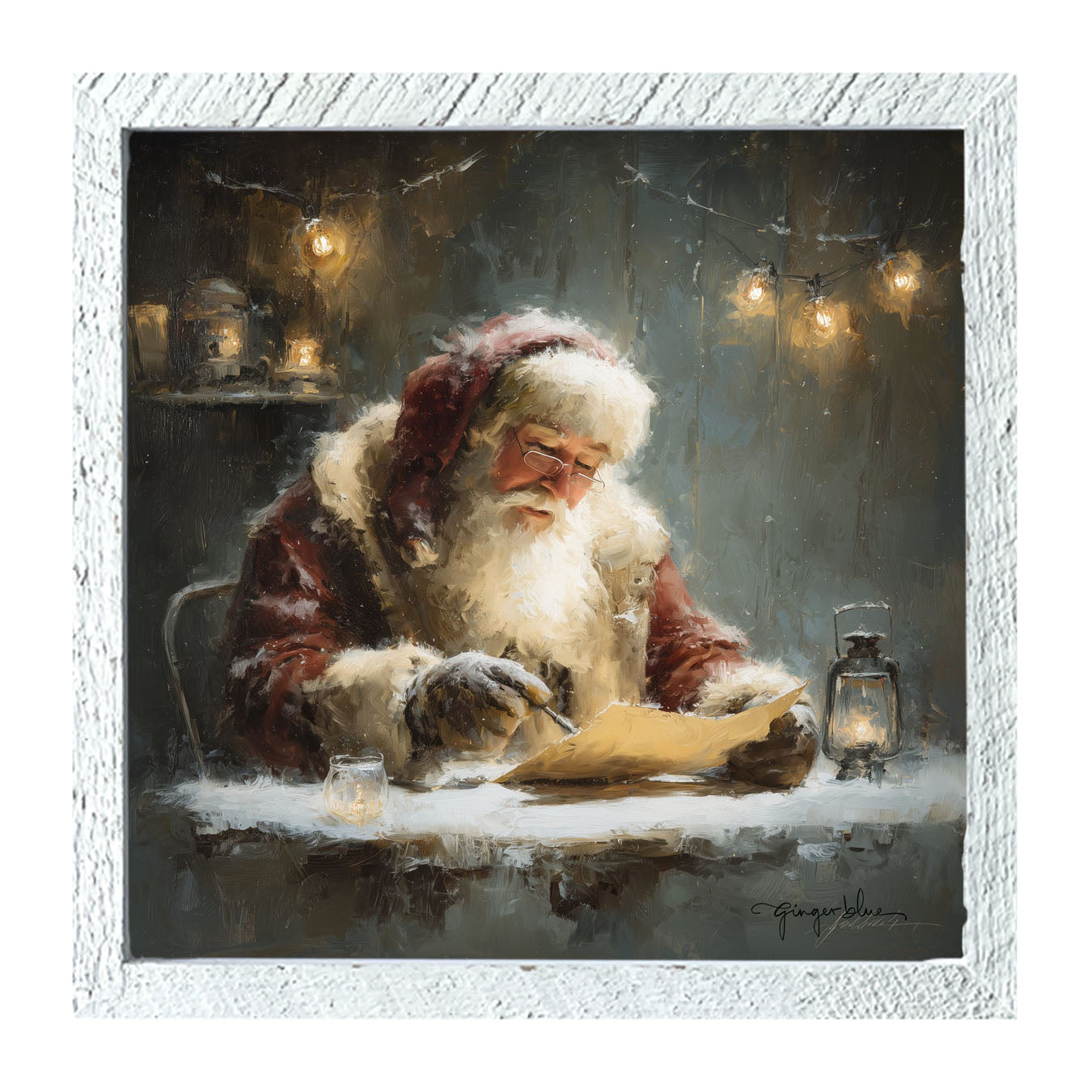 Santa Making his List - Framed Art