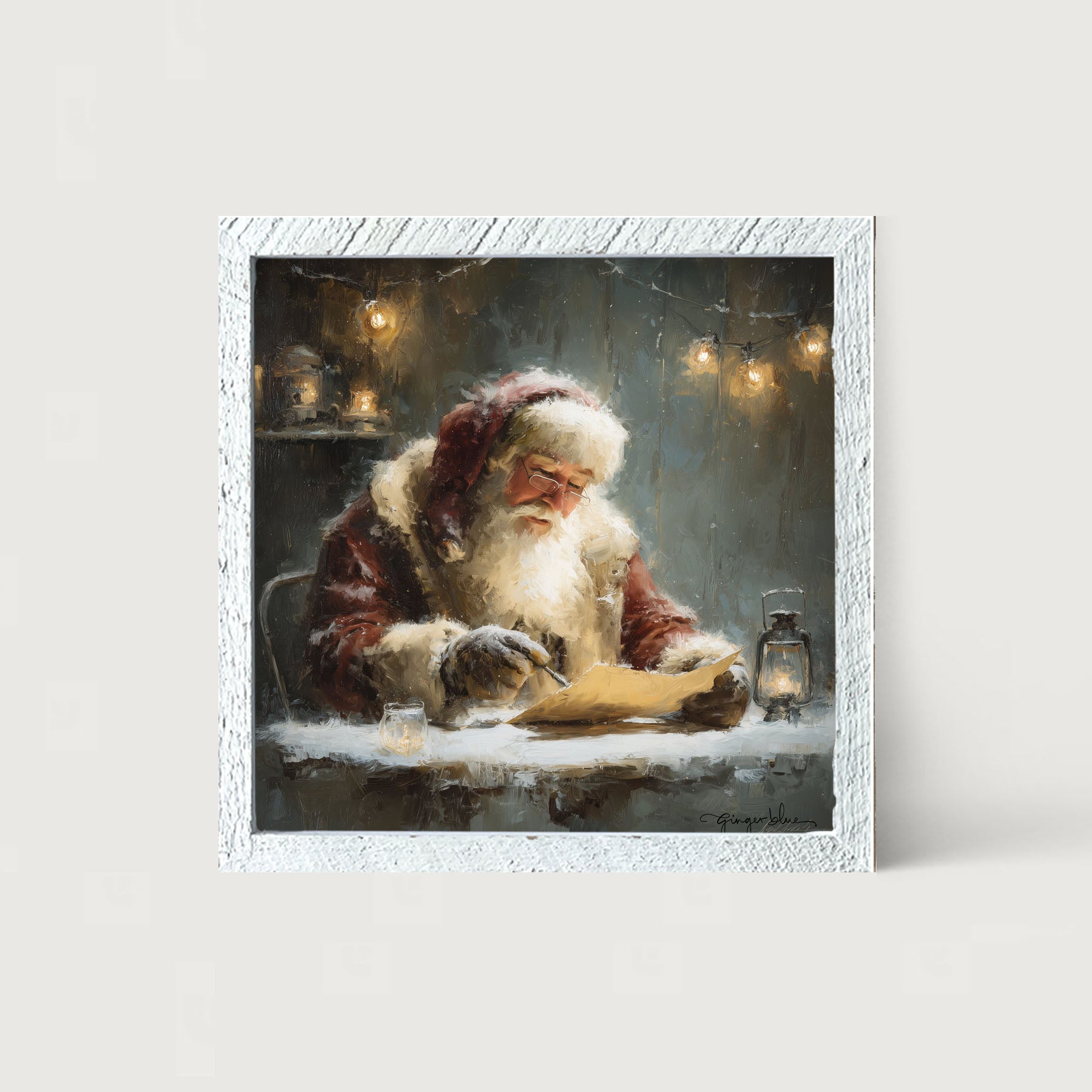 Santa Making his List - Framed Art