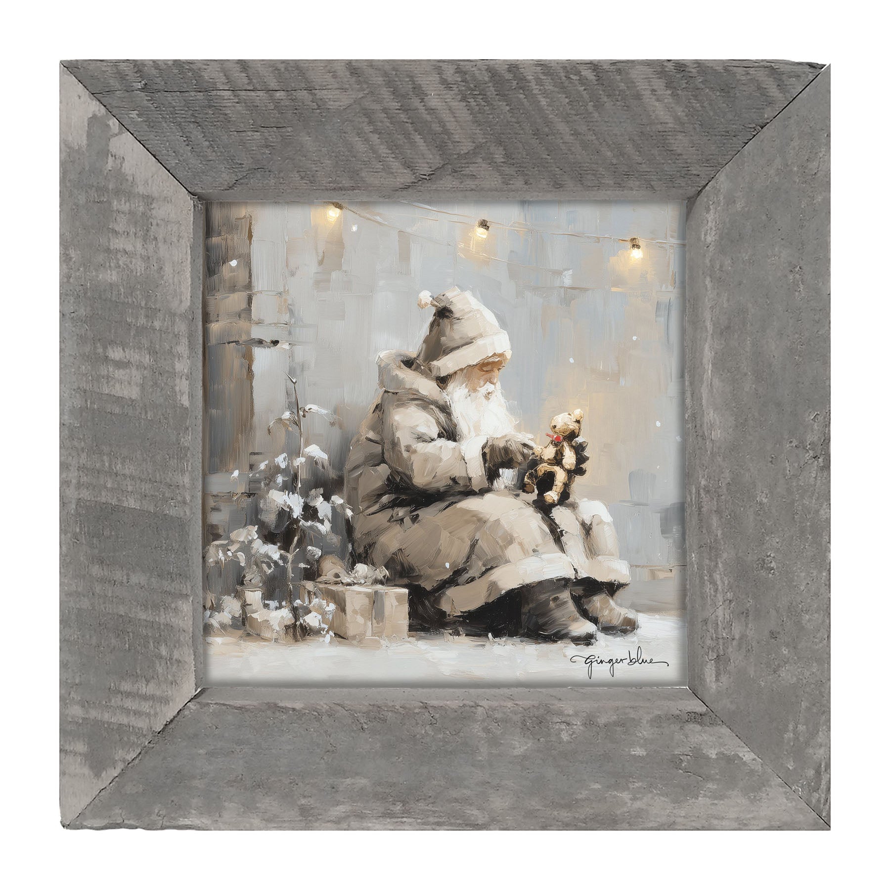 Santa with Teddy Bear - Framed Art