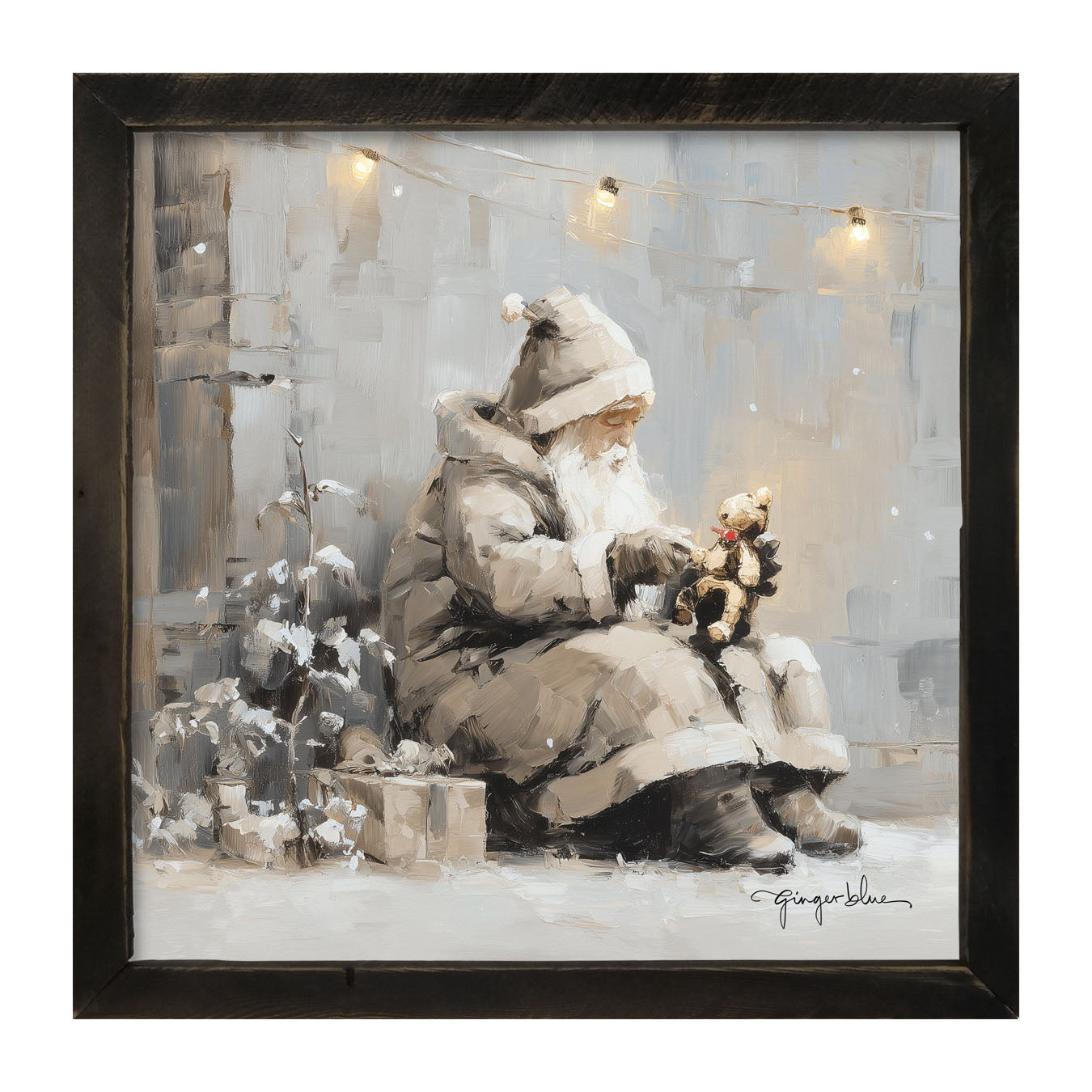 Santa with Teddy Bear - Framed Art