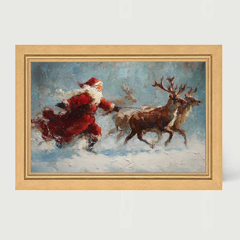 Santa Running with Reindeer