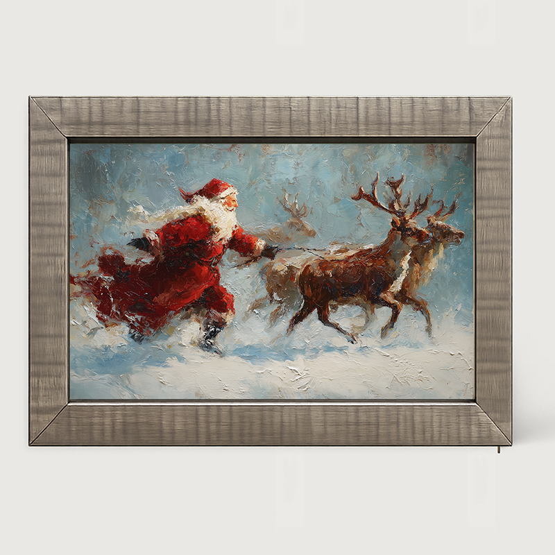 Santa Running with Reindeer