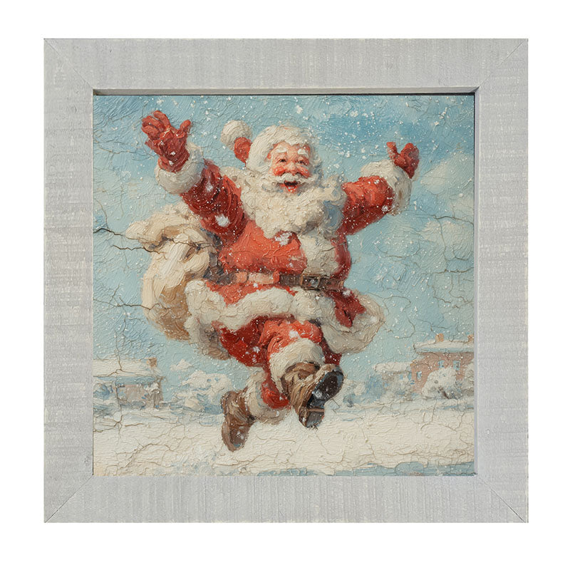Snowy Santa Dashing through the Snow - Framed Art