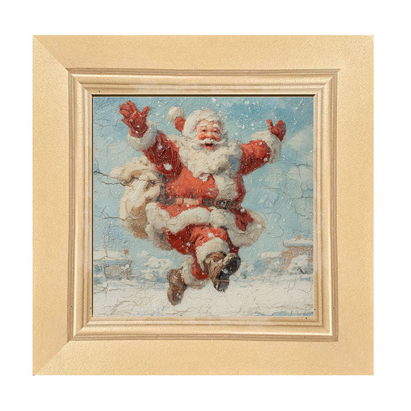 Snowy Santa Dashing through the Snow - Framed Art
