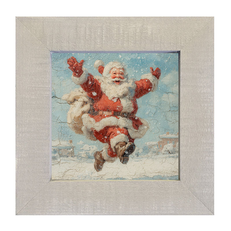 Snowy Santa Dashing through the Snow - Framed Art